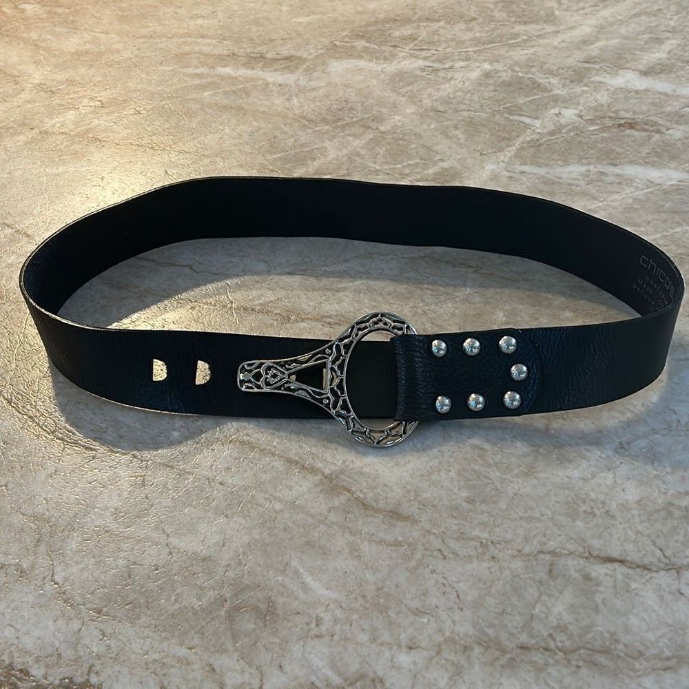 CHICOS Black Leather Belt